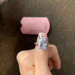 Dimond silver oval ring